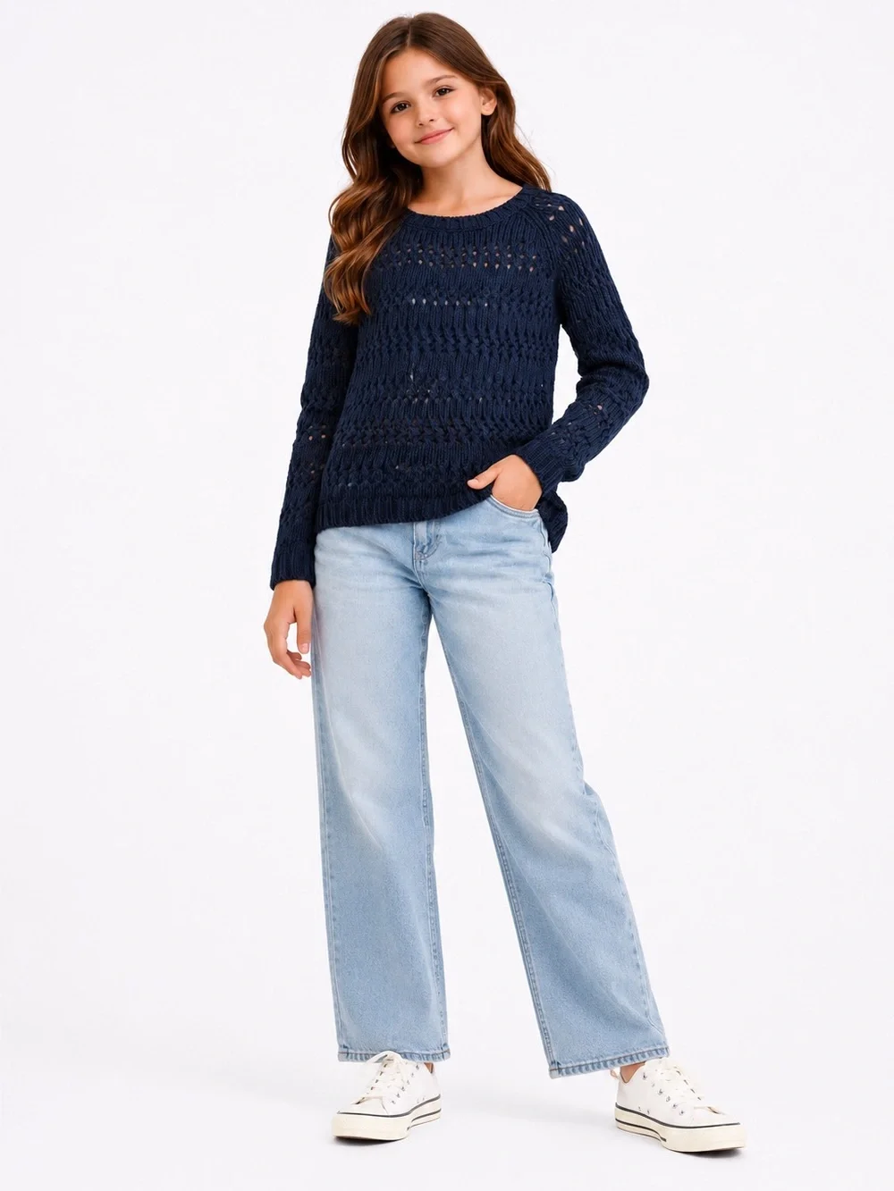 Abercrombie & Fitch Blue Crew Neck Sweater Classic Knit
